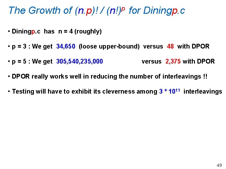 The Growth of (n. p)! / (n!)p for Diningp. c • Diningp. c has