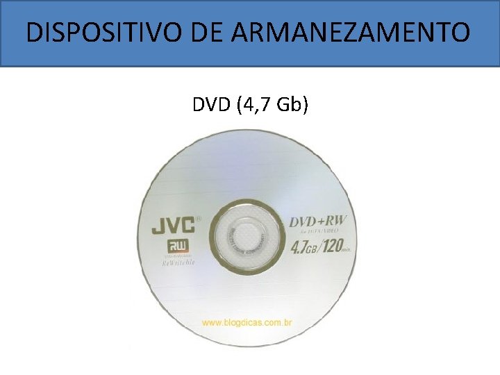 DISPOSITIVO DE ARMANEZAMENTO DVD (4, 7 Gb) 