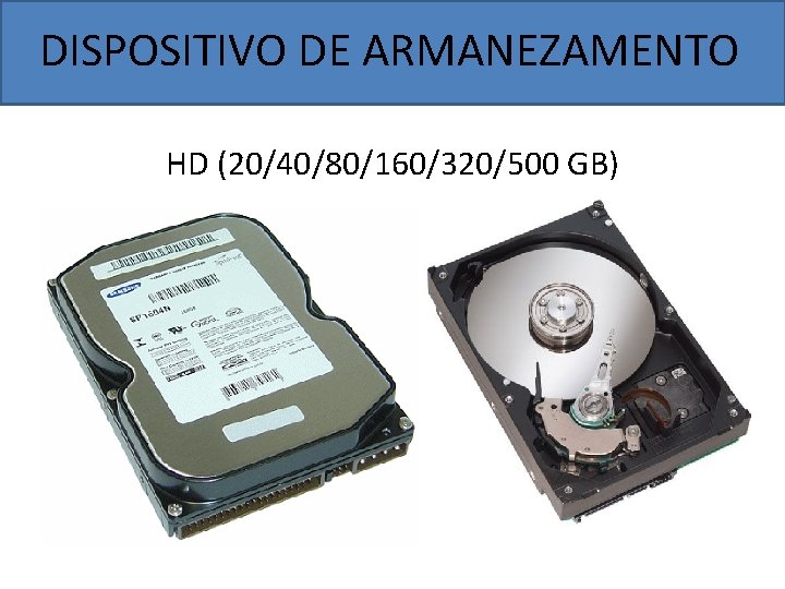 DISPOSITIVO DE ARMANEZAMENTO HD (20/40/80/160/320/500 GB) 