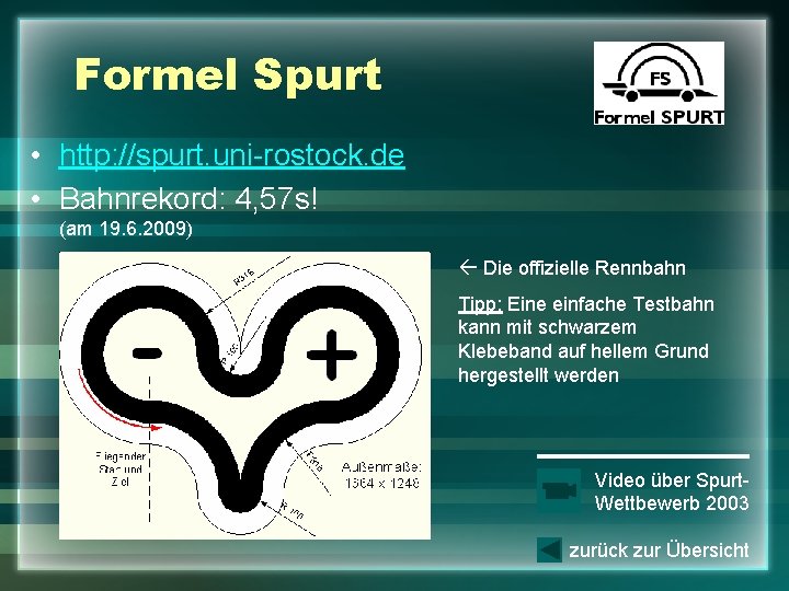 Formel Spurt • http: //spurt. uni-rostock. de • Bahnrekord: 4, 57 s! (am 19.