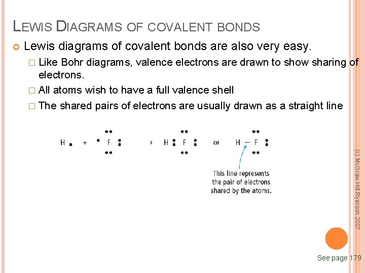 LEWIS DIAGRAMS OF COVALENT BONDS Lewis diagrams of covalent bonds are also very easy.