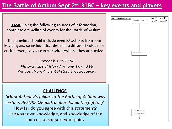 The Battle of Actium Sept 2 nd 31 BC – key events and players