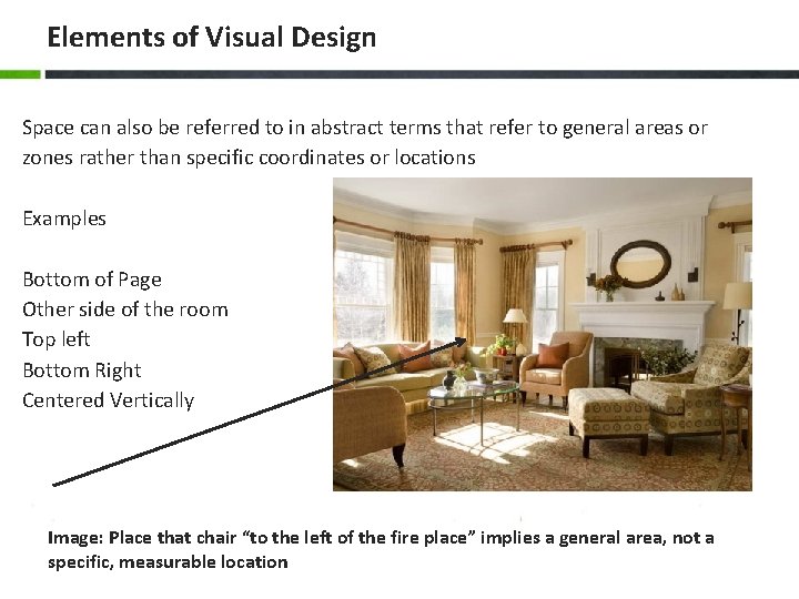Elements of Visual Design Space can also be referred to in abstract terms that