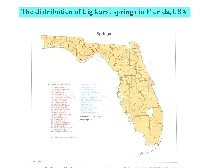 The distribution of big karst springs in Florida, USA 
