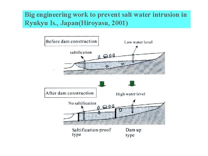 Big engineering work to prevent salt water intrusion in Ryukyu Is. , Japan(Hiroyasu, 2001)