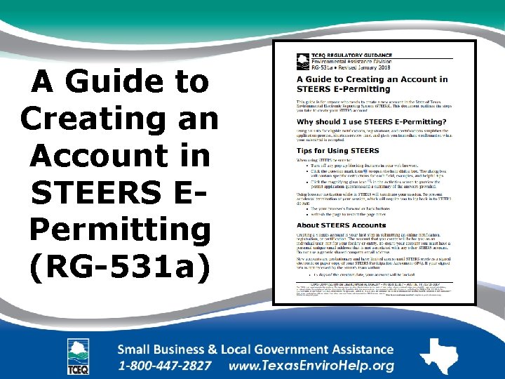A Guide to Creating an Account in STEERS EPermitting (RG-531 a) 