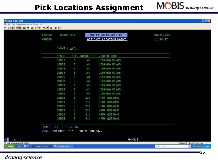 Pick Locations Assignment) 26 