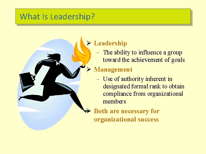 What Is Leadership? Ø Leadership – The ability to influence a group toward the