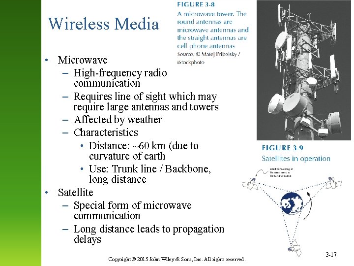 Wireless Media • Microwave – High-frequency radio communication – Requires line of sight which