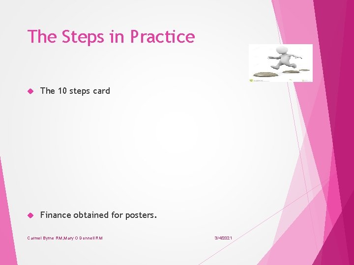 The Steps in Practice The 10 steps card Finance obtained for posters. Carmel Byrne