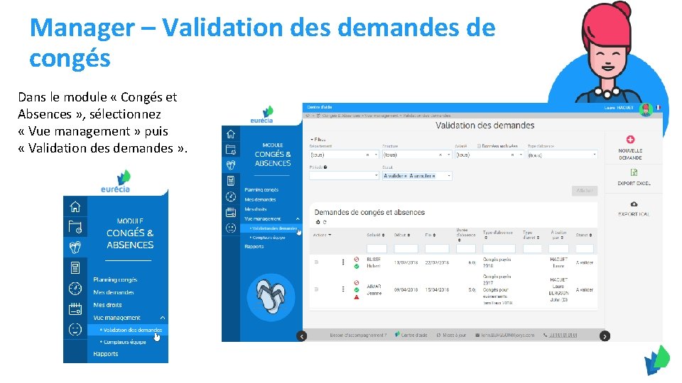 Manager – Validation des demandes de congés Dans le module « Congés et Absences