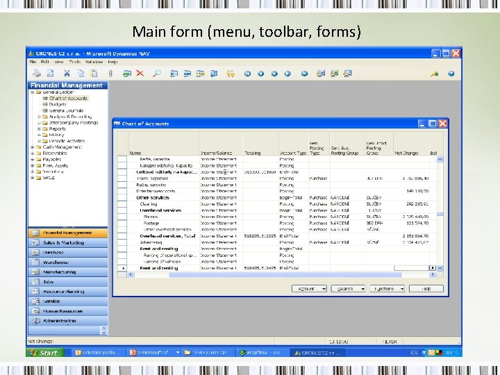 Main form (menu, toolbar, forms) 4. 3. 2021 