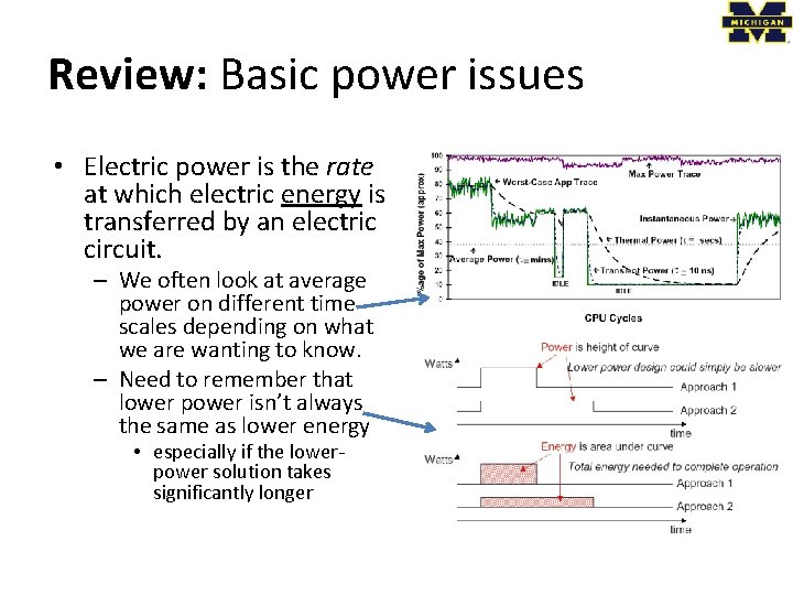 Review: Basic power issues • Electric power is the rate at which electric energy