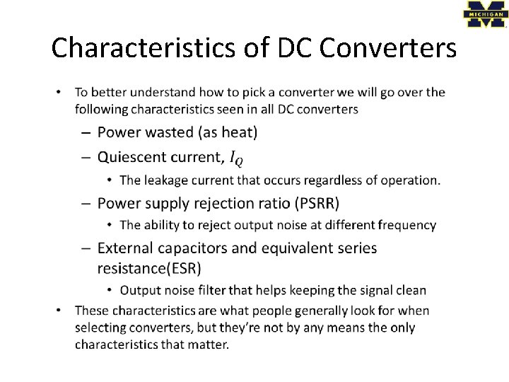 Characteristics of DC Converters • 