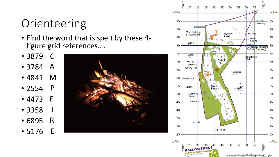 Orienteering • Find the word that is spelt by these 4 figure grid references….