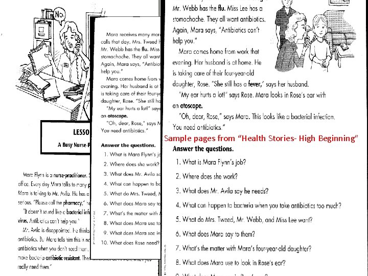 Sample pages from “Health Stories- High Beginning” 