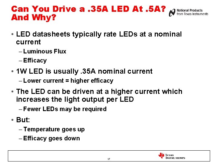 Can You Drive a. 35 A LED At. 5 A? And Why? • LED