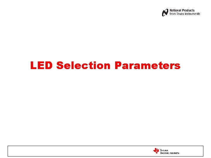 LED Selection Parameters 