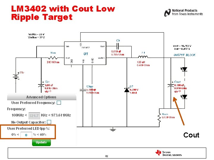 LM 3402 with Cout Low Ripple Target Cout 52 