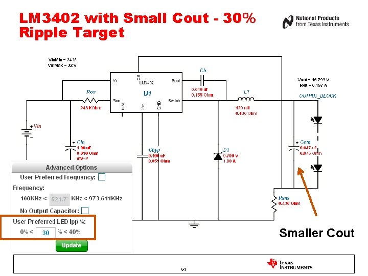 LM 3402 with Small Cout - 30% Ripple Target Smaller Cout 54 