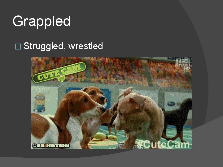 Grappled � Struggled, wrestled 