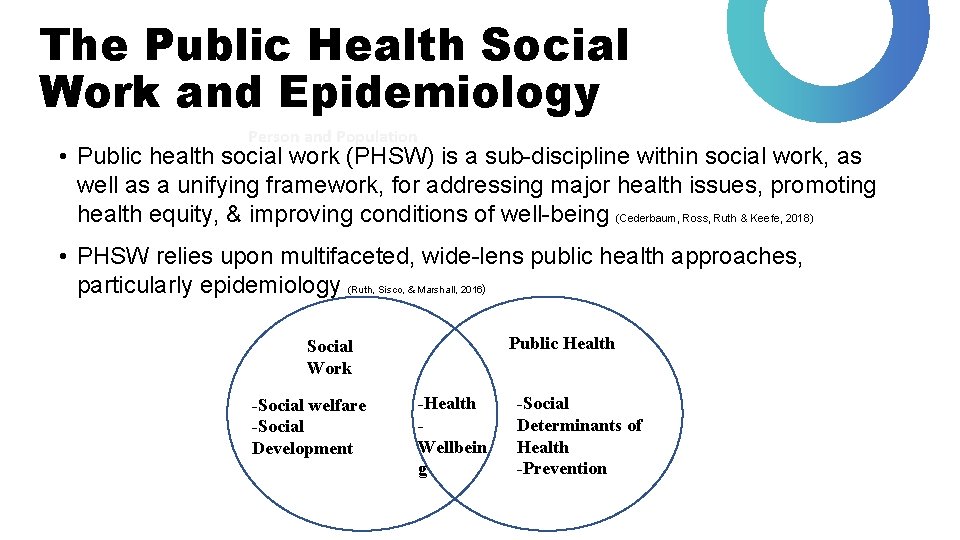 The Public Health Social Work and Epidemiology Person and Population • Public health social