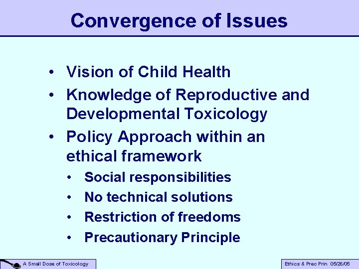 Convergence of Issues • Vision of Child Health • Knowledge of Reproductive and Developmental