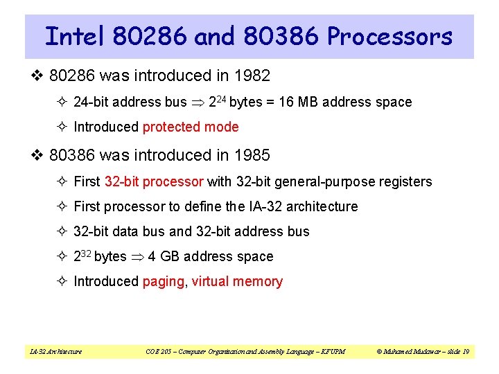 Intel 80286 and 80386 Processors v 80286 was introduced in 1982 ² 24 -bit