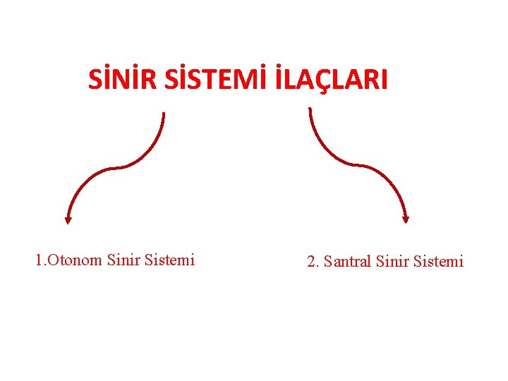 SİNİR SİSTEMİ İLAÇLARI 1. Otonom Sinir Sistemi 2. Santral Sinir Sistemi 