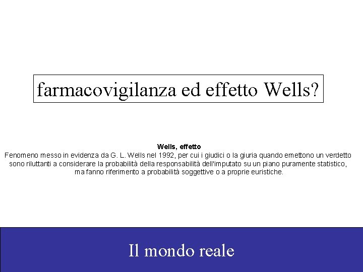 farmacovigilanza ed effetto Wells? Wells, effetto Fenomeno messo in evidenza da G. L. Wells