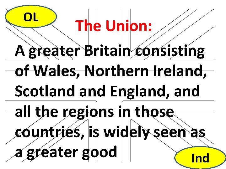 OL The Union: A greater Britain consisting of Wales, Northern Ireland, Scotland England, and