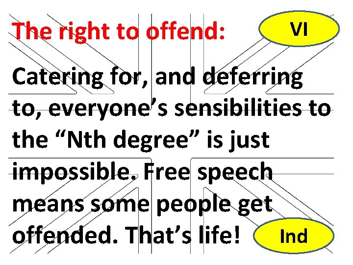 The right to offend: VI Catering for, and deferring to, everyone’s sensibilities to the