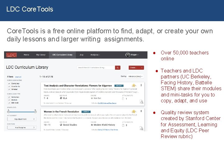 LDC Core. Tools is a free online platform to find, adapt, or create your