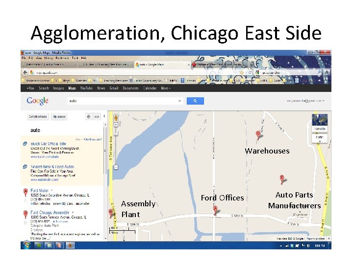 Agglomeration, Chicago East Side Warehouses Assembly Plant Ford Offices Auto Parts Manufacturers 