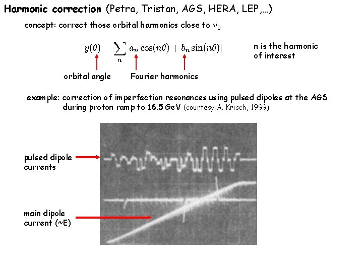 Harmonic correction (Petra, Tristan, AGS, HERA, LEP, …) concept: correct those orbital harmonics close
