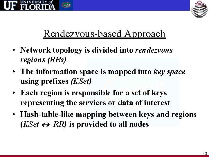 Rendezvous-based Approach • Network topology is divided into rendezvous regions (RRs) • The information