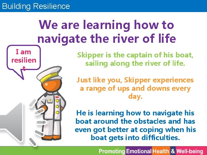 Building Resilience We are learning how to navigate the river of life Hi, my