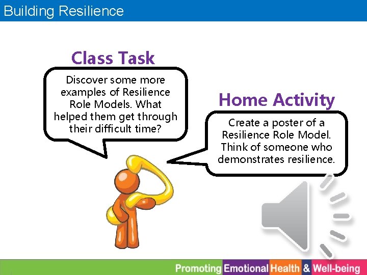 Building Resilience Class Task Discover some more examples of Resilience Role Models. What helped