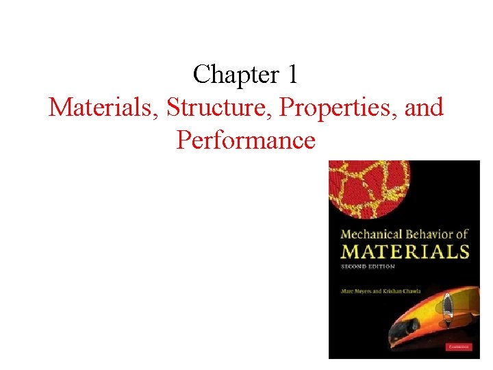 Chapter 1 Materials, Structure, Properties, and Performance 