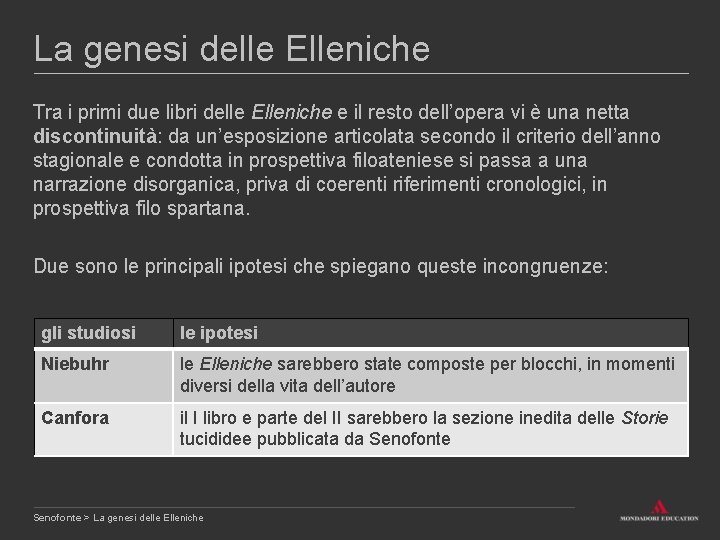 La genesi delle Elleniche Tra i primi due libri delle Elleniche e il resto