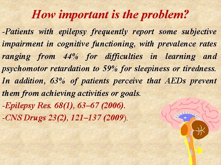 How important is the problem? -Patients with epilepsy frequently report some subjective impairment in