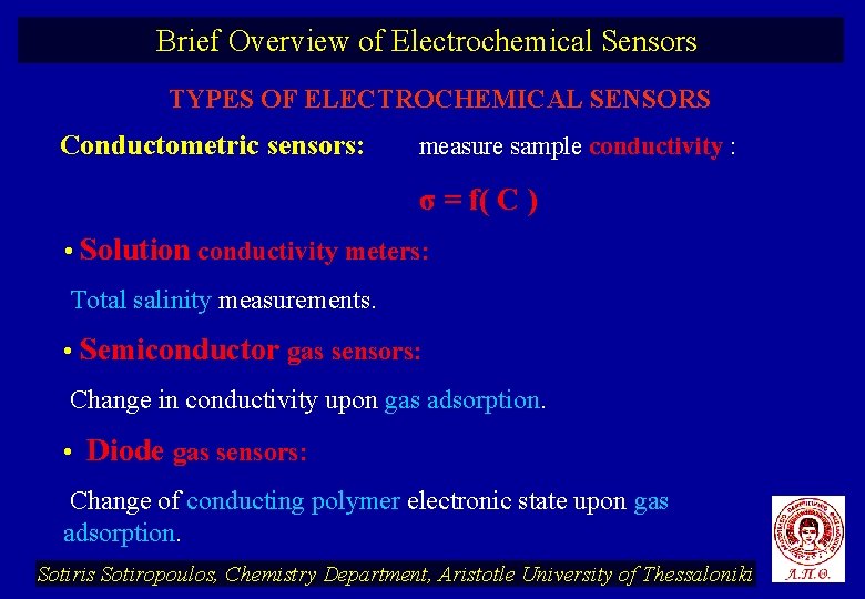 Brief Overview of Electrochemical Sensors TYPES OF ELECTROCHEMICAL
