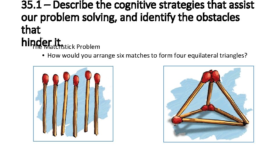 35. 1 – Describe the cognitive strategies that assist our problem solving, and identify