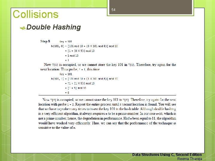 Collisions Double 54 Hashing Data Structures Using C, Second Edition Reema Thareja 