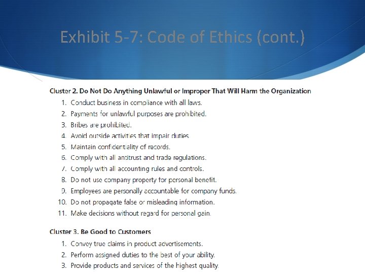 Exhibit 5 -7: Code of Ethics (cont. ) 