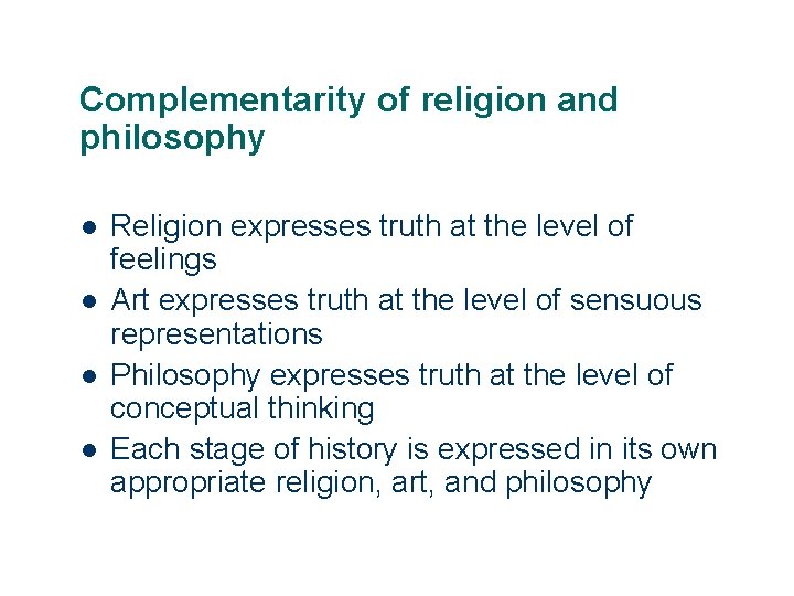Complementarity of religion and philosophy l l 15 Religion expresses truth at the level