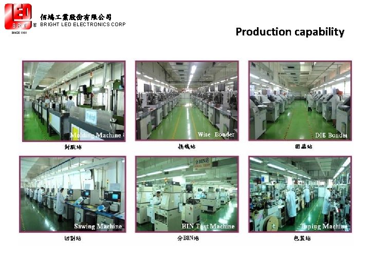 佰鴻 業股份有限公司 BRIGHT LED ELECTRONICS CORP Production capability 