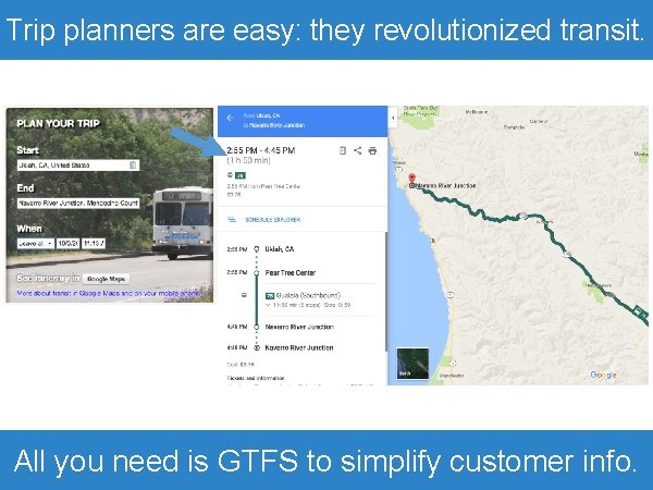 Trip planners are easy: they revolutionized transit. All you need is GTFS to simplify Trip planners are easy: they revolutionized transit. All you need is GTFS to simplify