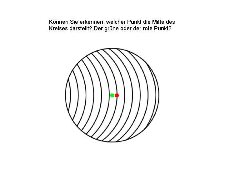 Können Sie erkennen, welcher Punkt die Mitte des Kreises darstellt? Der grüne oder rote