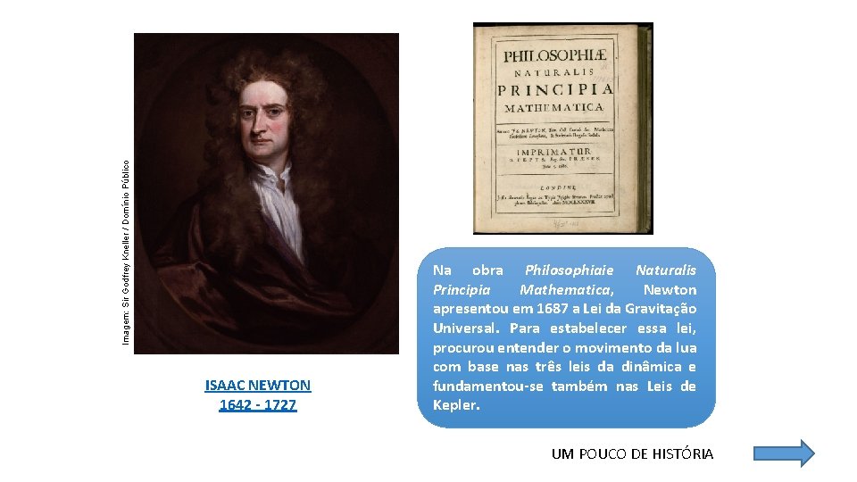 Imagem: Sir Godfrey Kneller / Domínio Público ISAAC NEWTON 1642 - 1727 Na obra